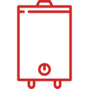 Sanitär Express – Illustration einer Gastherme in rot
