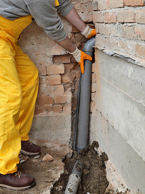 High Angle View Of A Plumber Repairing Sink In Kitchen